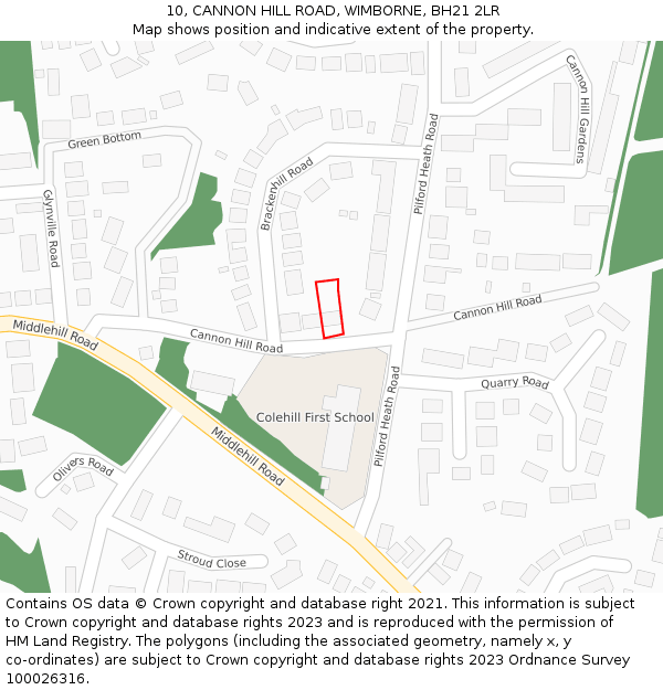 10, CANNON HILL ROAD, WIMBORNE, BH21 2LR: Location map and indicative extent of plot