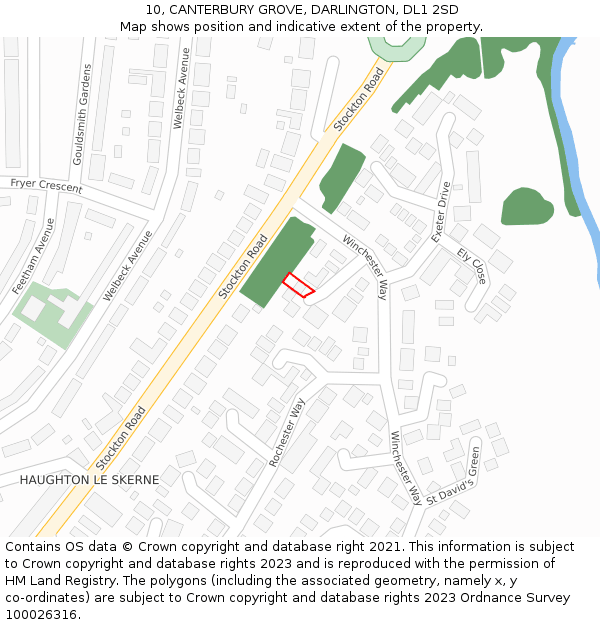 10, CANTERBURY GROVE, DARLINGTON, DL1 2SD: Location map and indicative extent of plot