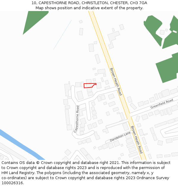 10, CAPESTHORNE ROAD, CHRISTLETON, CHESTER, CH3 7GA: Location map and indicative extent of plot