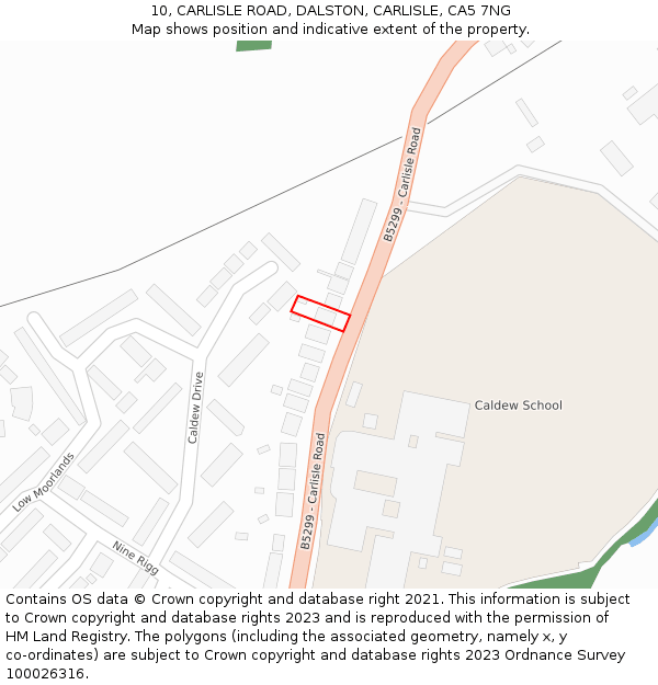 10, CARLISLE ROAD, DALSTON, CARLISLE, CA5 7NG: Location map and indicative extent of plot