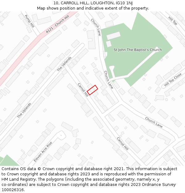 10, CARROLL HILL, LOUGHTON, IG10 1NJ: Location map and indicative extent of plot