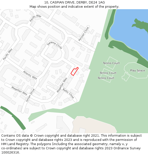 10, CASPIAN DRIVE, DERBY, DE24 1AG: Location map and indicative extent of plot