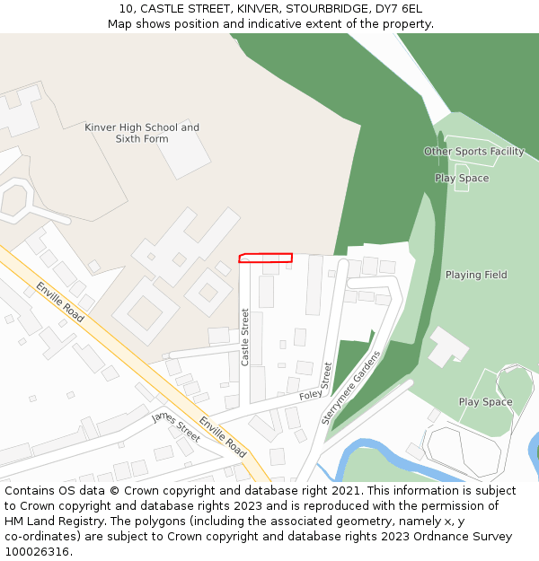 10, CASTLE STREET, KINVER, STOURBRIDGE, DY7 6EL: Location map and indicative extent of plot