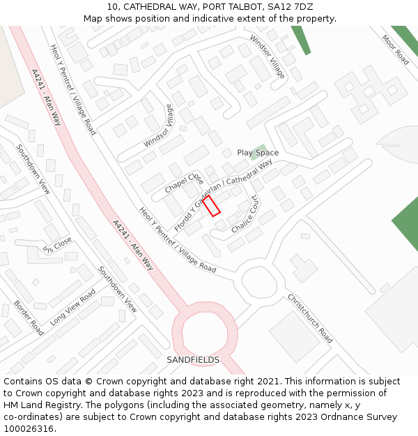 10, CATHEDRAL WAY, PORT TALBOT, SA12 7DZ: Location map and indicative extent of plot