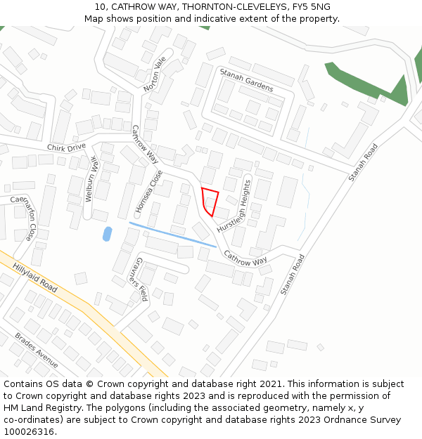10, CATHROW WAY, THORNTON-CLEVELEYS, FY5 5NG: Location map and indicative extent of plot