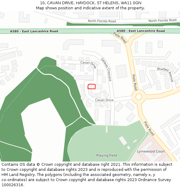 10, CAVAN DRIVE, HAYDOCK, ST HELENS, WA11 0GN: Location map and indicative extent of plot