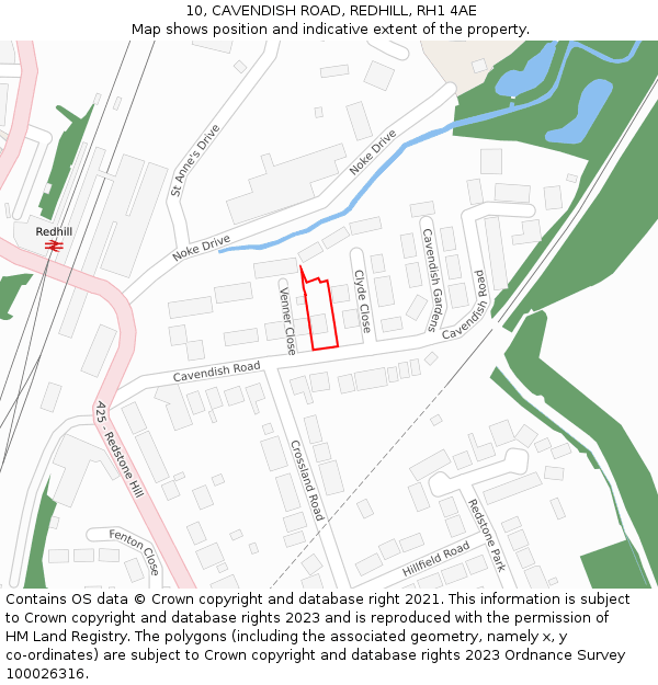 10, CAVENDISH ROAD, REDHILL, RH1 4AE: Location map and indicative extent of plot