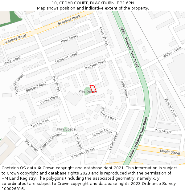 10, CEDAR COURT, BLACKBURN, BB1 6PN: Location map and indicative extent of plot