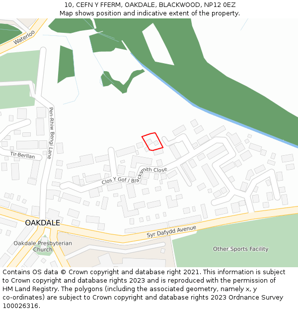 10, CEFN Y FFERM, OAKDALE, BLACKWOOD, NP12 0EZ: Location map and indicative extent of plot