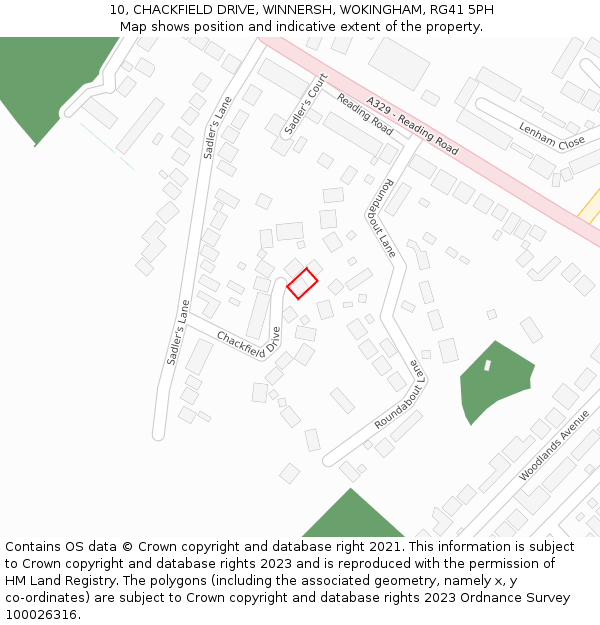 10, CHACKFIELD DRIVE, WINNERSH, WOKINGHAM, RG41 5PH: Location map and indicative extent of plot