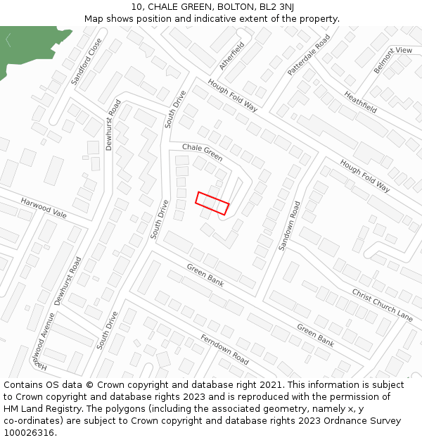 10, CHALE GREEN, BOLTON, BL2 3NJ: Location map and indicative extent of plot