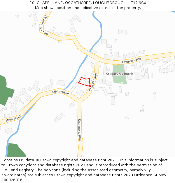 10, CHAPEL LANE, OSGATHORPE, LOUGHBOROUGH, LE12 9SX: Location map and indicative extent of plot