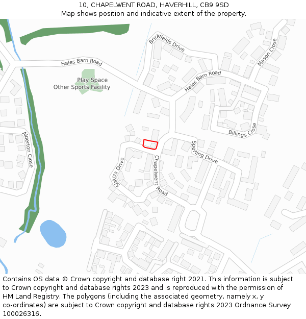 10, CHAPELWENT ROAD, HAVERHILL, CB9 9SD: Location map and indicative extent of plot