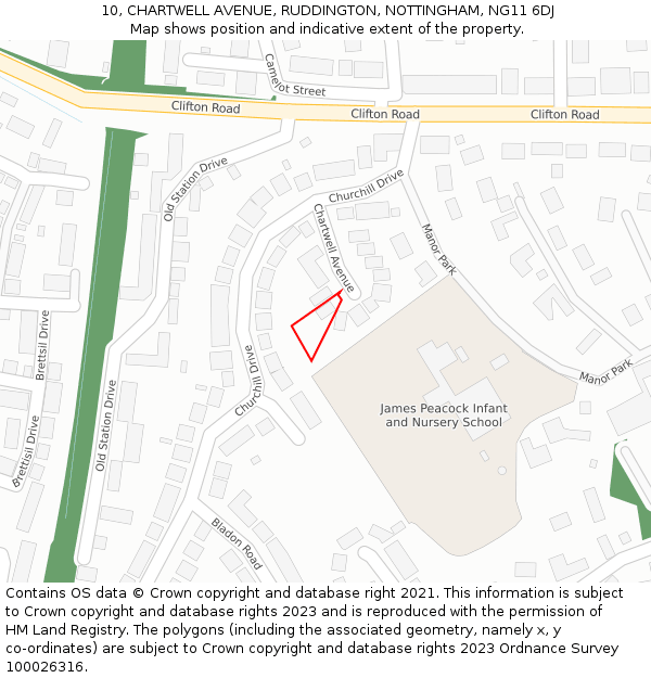 10, CHARTWELL AVENUE, RUDDINGTON, NOTTINGHAM, NG11 6DJ: Location map and indicative extent of plot