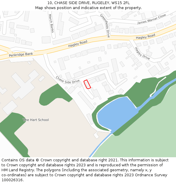 10, CHASE SIDE DRIVE, RUGELEY, WS15 2FL: Location map and indicative extent of plot