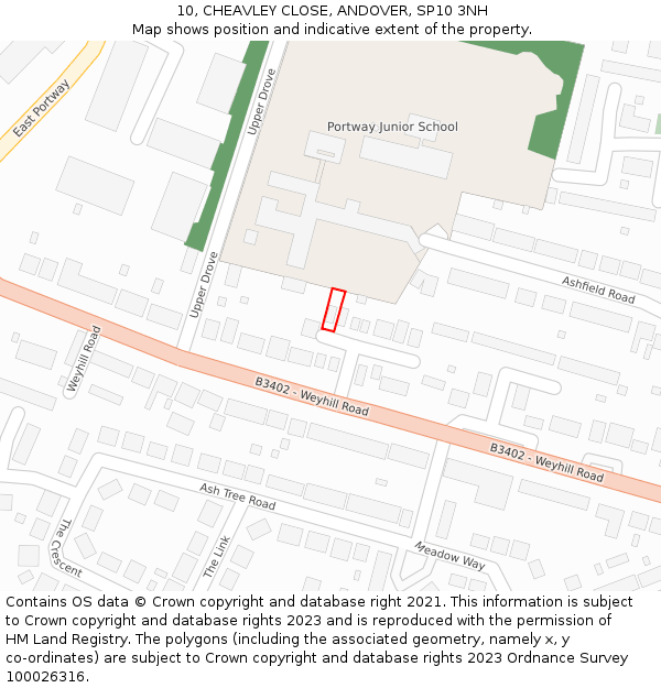 10, CHEAVLEY CLOSE, ANDOVER, SP10 3NH: Location map and indicative extent of plot
