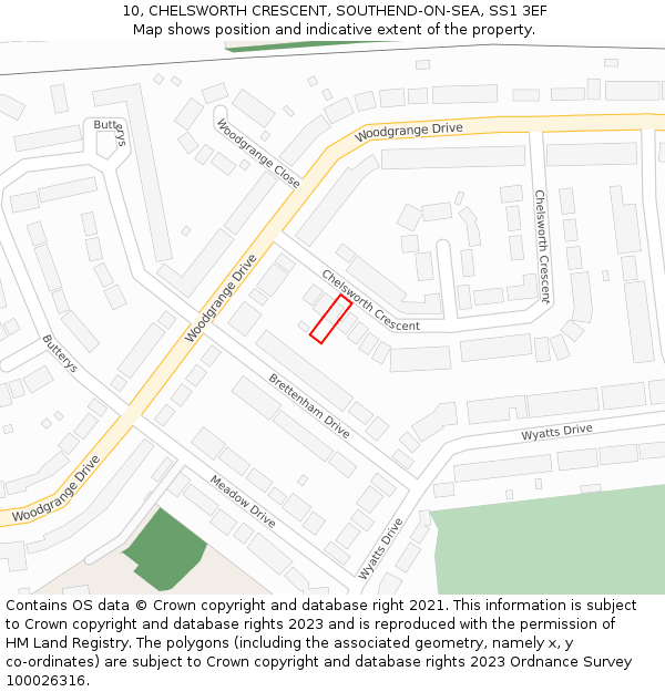 10, CHELSWORTH CRESCENT, SOUTHEND-ON-SEA, SS1 3EF: Location map and indicative extent of plot