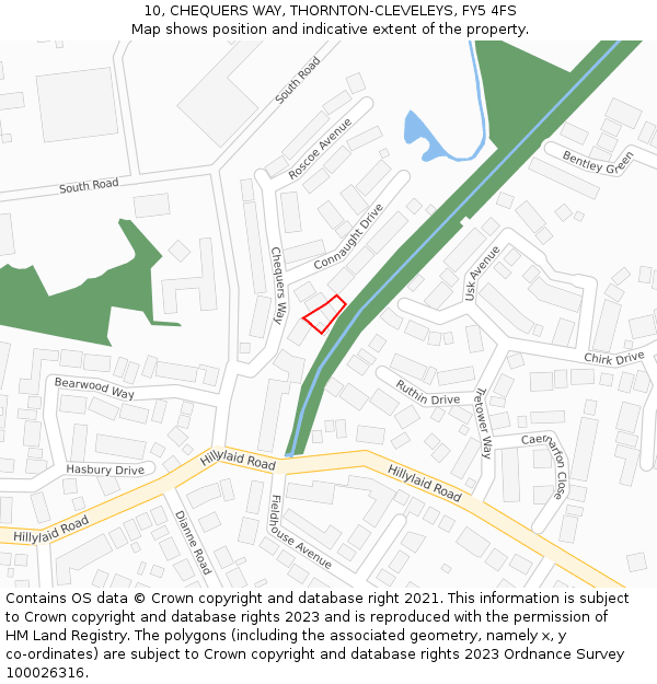 10, CHEQUERS WAY, THORNTON-CLEVELEYS, FY5 4FS: Location map and indicative extent of plot