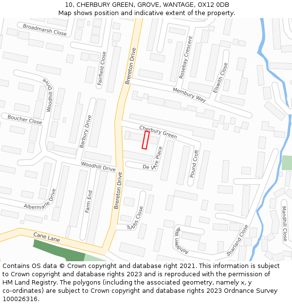 10, CHERBURY GREEN, GROVE, WANTAGE, OX12 0DB: Location map and indicative extent of plot