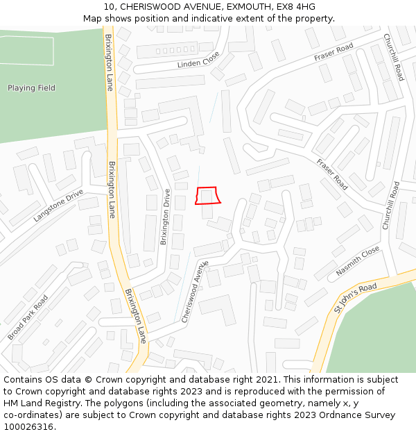 10, CHERISWOOD AVENUE, EXMOUTH, EX8 4HG: Location map and indicative extent of plot