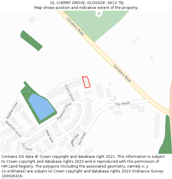 10, CHERRY GROVE, GLOSSOP, SK13 7EJ: Location map and indicative extent of plot