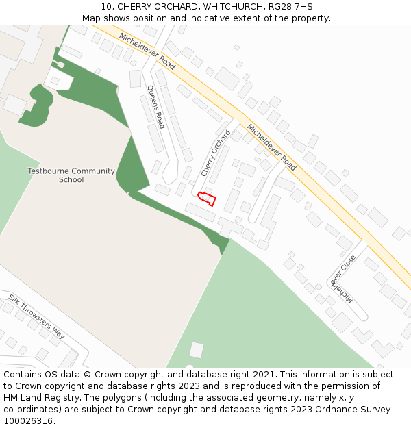 10, CHERRY ORCHARD, WHITCHURCH, RG28 7HS: Location map and indicative extent of plot