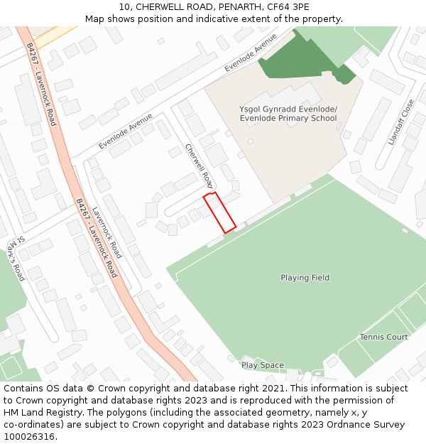 10, CHERWELL ROAD, PENARTH, CF64 3PE: Location map and indicative extent of plot