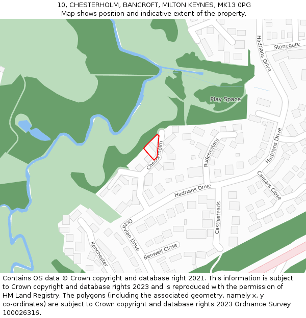 10, CHESTERHOLM, BANCROFT, MILTON KEYNES, MK13 0PG: Location map and indicative extent of plot