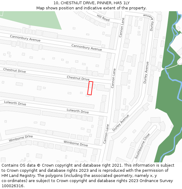 10, CHESTNUT DRIVE, PINNER, HA5 1LY: Location map and indicative extent of plot