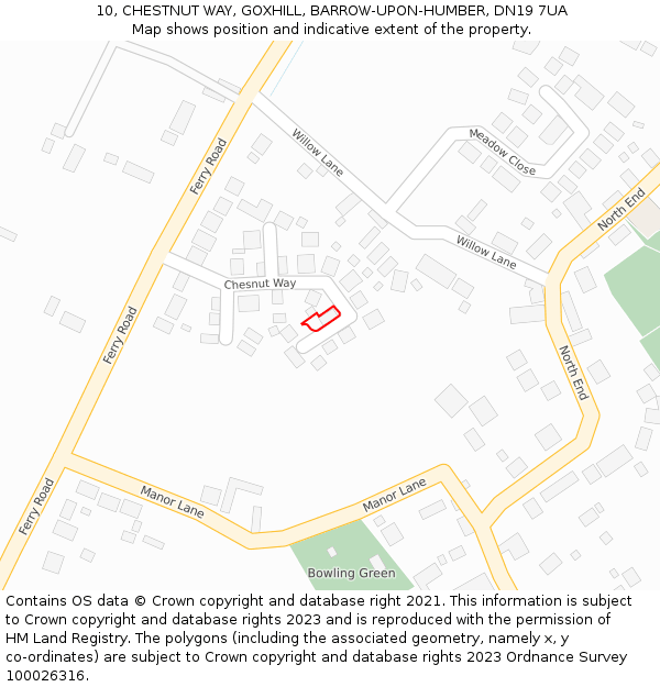 10, CHESTNUT WAY, GOXHILL, BARROW-UPON-HUMBER, DN19 7UA: Location map and indicative extent of plot