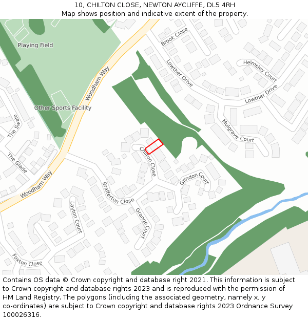 10, CHILTON CLOSE, NEWTON AYCLIFFE, DL5 4RH: Location map and indicative extent of plot