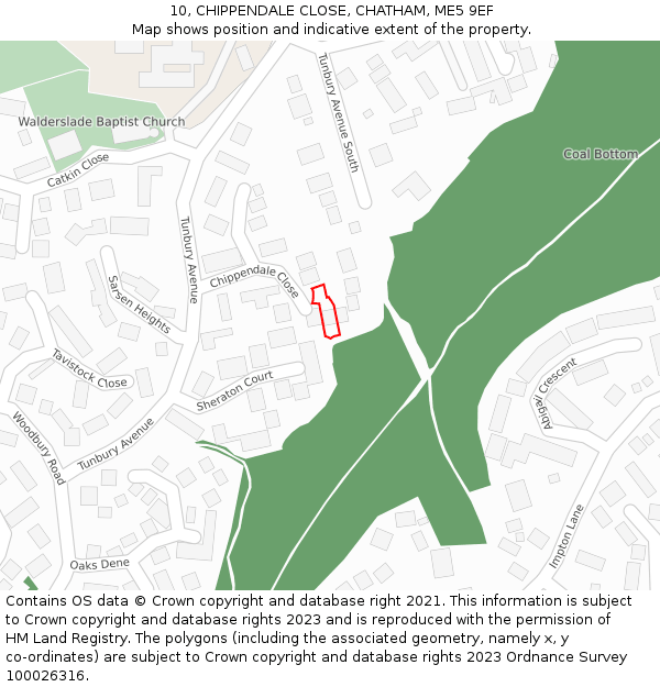 10, CHIPPENDALE CLOSE, CHATHAM, ME5 9EF: Location map and indicative extent of plot
