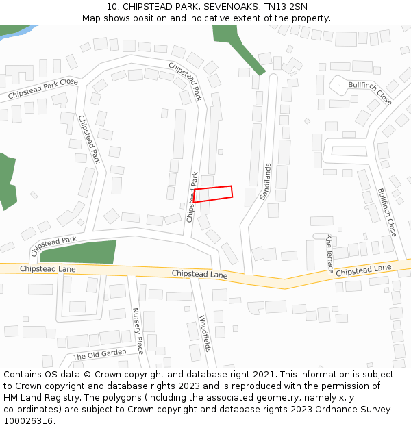 10, CHIPSTEAD PARK, SEVENOAKS, TN13 2SN: Location map and indicative extent of plot