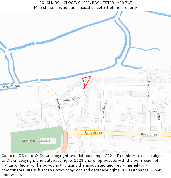 10, CHURCH CLOSE, CLIFFE, ROCHESTER, ME3 7UT: Location map and indicative extent of plot