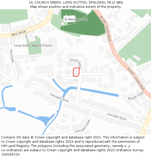 10, CHURCH GREEN, LONG SUTTON, SPALDING, PE12 9BQ: Location map and indicative extent of plot