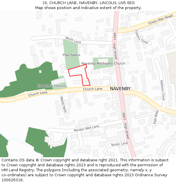 10, CHURCH LANE, NAVENBY, LINCOLN, LN5 0EG: Location map and indicative extent of plot