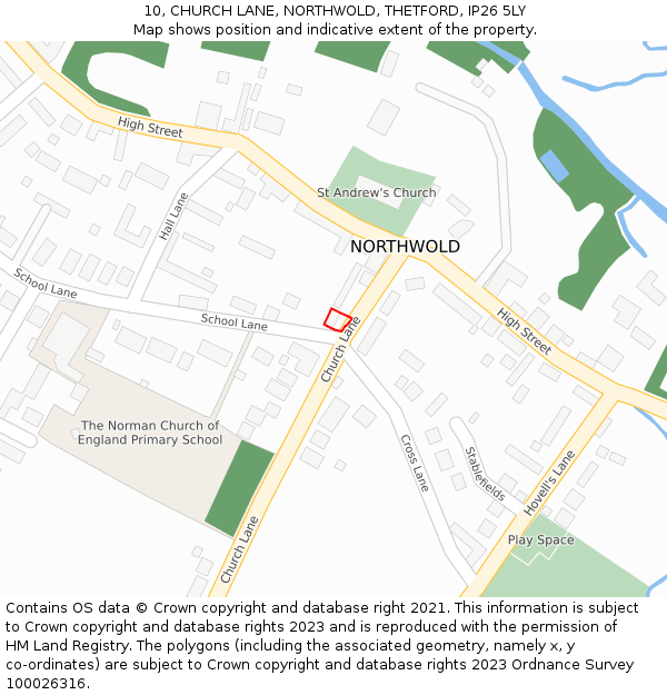 10, CHURCH LANE, NORTHWOLD, THETFORD, IP26 5LY: Location map and indicative extent of plot