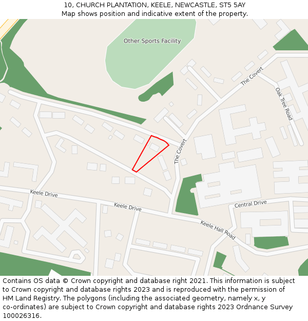 10, CHURCH PLANTATION, KEELE, NEWCASTLE, ST5 5AY: Location map and indicative extent of plot