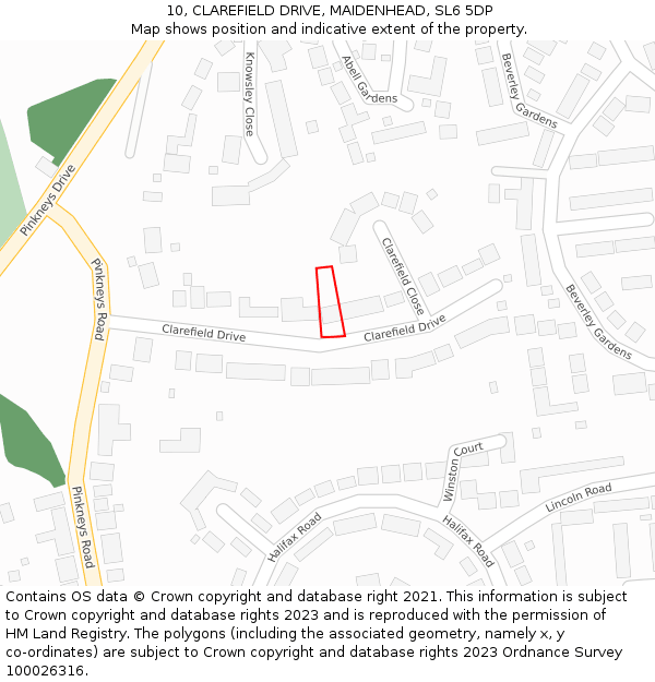 10, CLAREFIELD DRIVE, MAIDENHEAD, SL6 5DP: Location map and indicative extent of plot