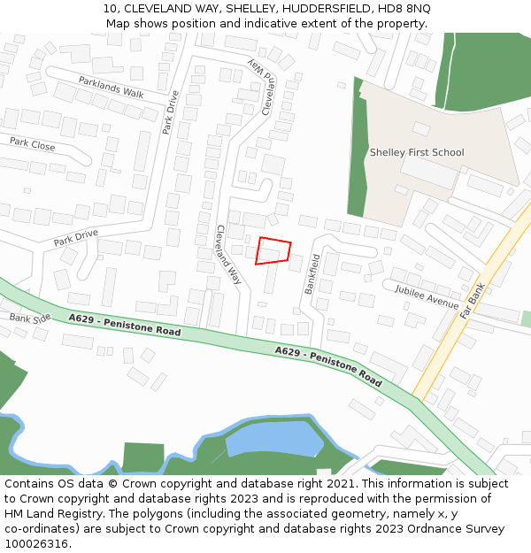 10, CLEVELAND WAY, SHELLEY, HUDDERSFIELD, HD8 8NQ: Location map and indicative extent of plot