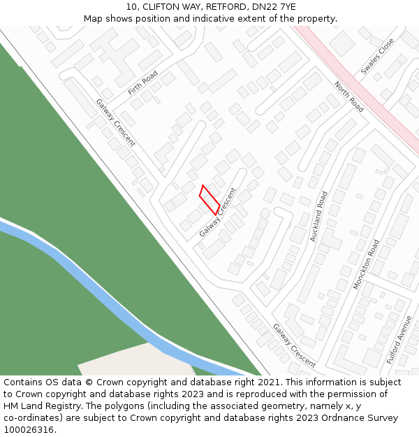 10, CLIFTON WAY, RETFORD, DN22 7YE: Location map and indicative extent of plot