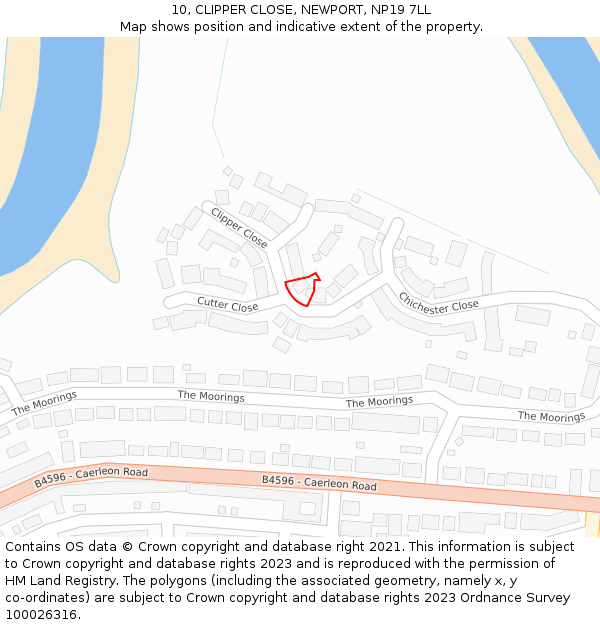 10, CLIPPER CLOSE, NEWPORT, NP19 7LL: Location map and indicative extent of plot