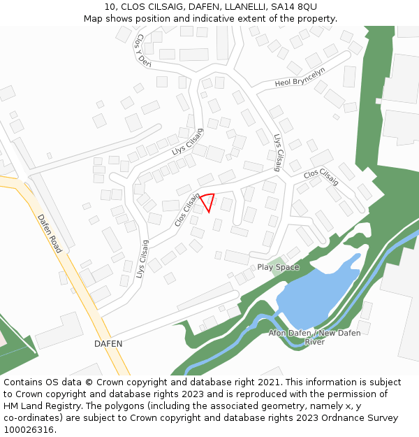 10, CLOS CILSAIG, DAFEN, LLANELLI, SA14 8QU: Location map and indicative extent of plot