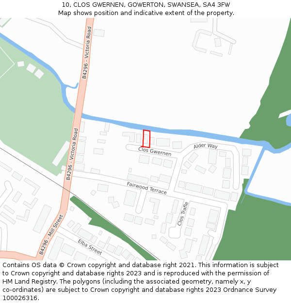 10, CLOS GWERNEN, GOWERTON, SWANSEA, SA4 3FW: Location map and indicative extent of plot