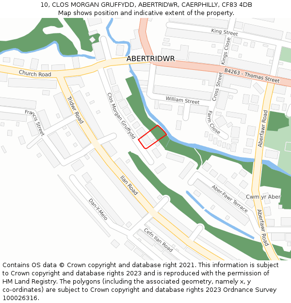 10, CLOS MORGAN GRUFFYDD, ABERTRIDWR, CAERPHILLY, CF83 4DB: Location map and indicative extent of plot