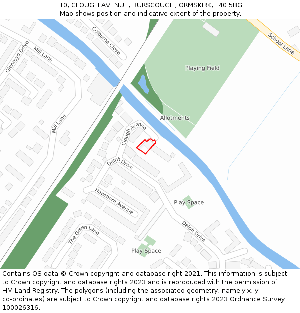 10, CLOUGH AVENUE, BURSCOUGH, ORMSKIRK, L40 5BG: Location map and indicative extent of plot