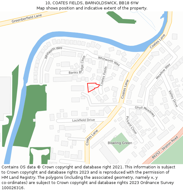 10, COATES FIELDS, BARNOLDSWICK, BB18 6YW: Location map and indicative extent of plot