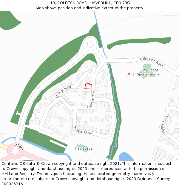 10, COLBECK ROAD, HAVERHILL, CB9 7RG: Location map and indicative extent of plot