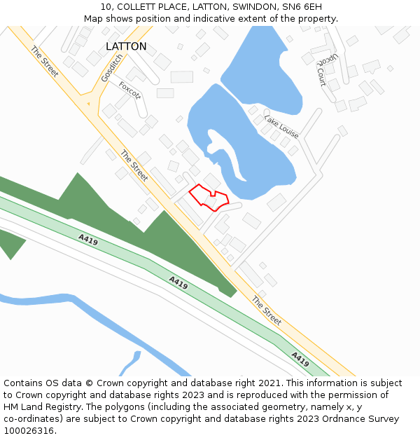 10, COLLETT PLACE, LATTON, SWINDON, SN6 6EH: Location map and indicative extent of plot