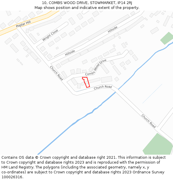 10, COMBS WOOD DRIVE, STOWMARKET, IP14 2RJ: Location map and indicative extent of plot